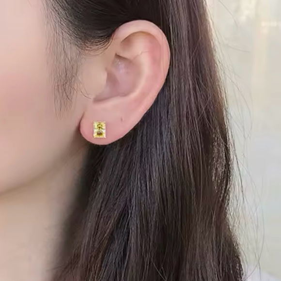 1ct Radiant Canary Studs - Picture 7 of 13